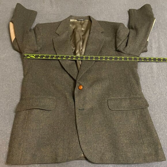 Stuart Hughes Men’s Blazer Sport Coat 44L Brown Houndstooth Elbow Patch Wool - Picture 7 of 16